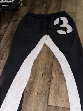 Black and Gray Men’s Athletic Joggers with Number 3 Accent